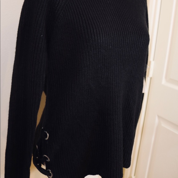 New with tags a.n.a side tie up black knit sweater - Picture 5 of 8